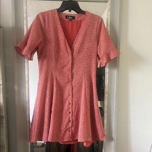 Lulu's Pink Flutter Sleeve Button Up Mini Sundress